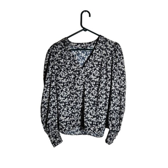 Express Long Sleeve Floral Top Black Small - Picture 1 of 4